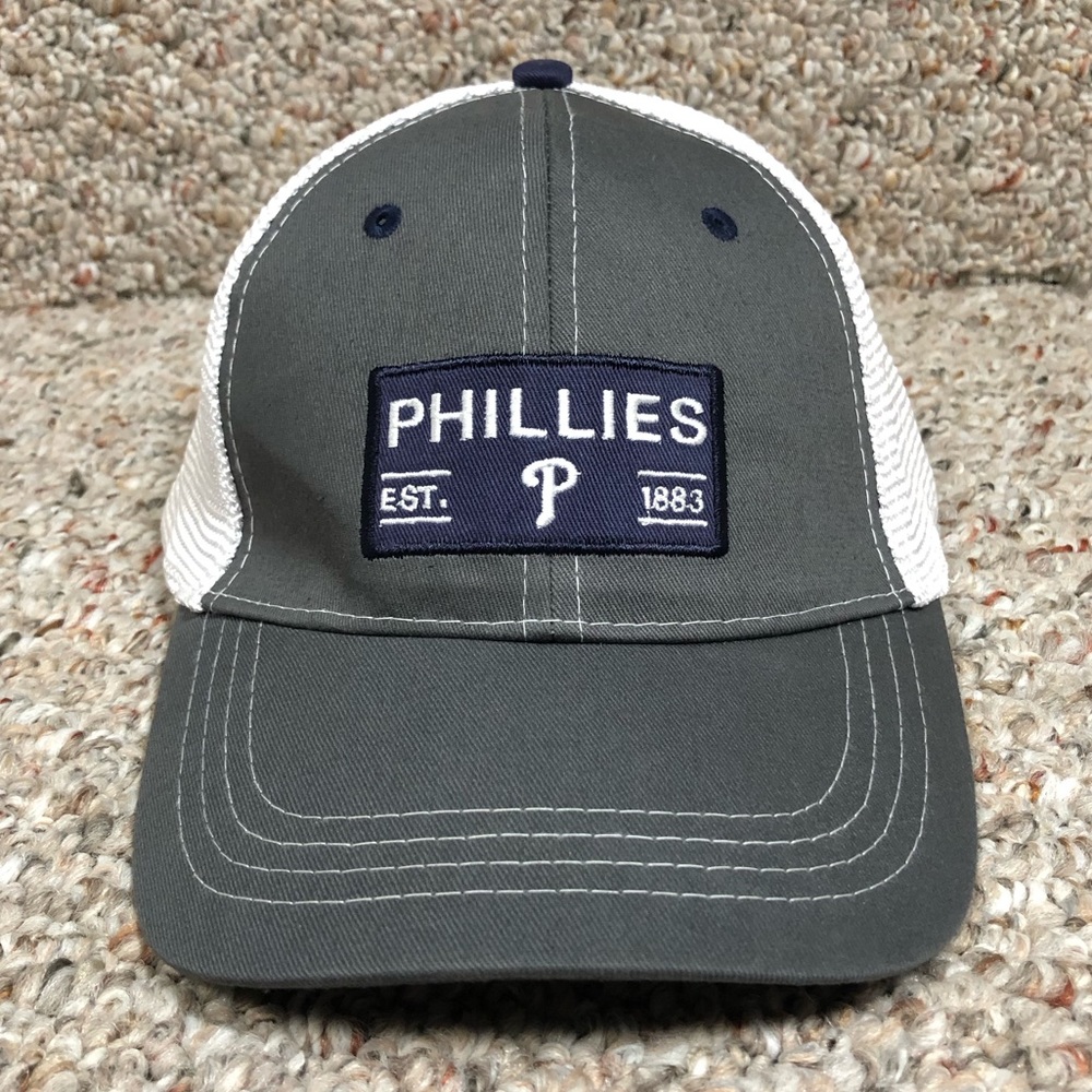 MLB Philadelphia Phillies MeshBack Adjustable Hat Men’s Women’s Grey White OSFA